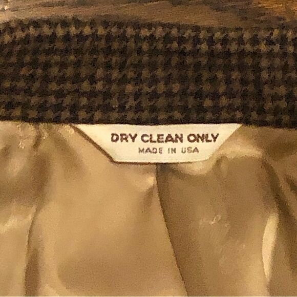 SAKS FIFTH AVENUE Men’s Houndstooth Camel Hair Brown and Black Blazer Sz 44R - Picture 9 of 13